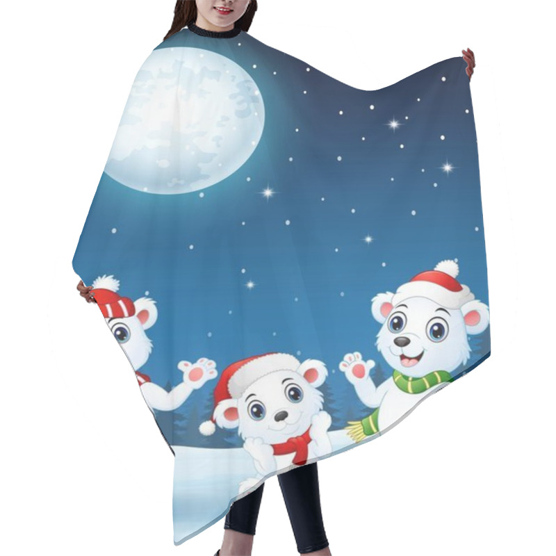 Personality  Winter Landscape With Polar Bear On Night Background Hair Cutting Cape