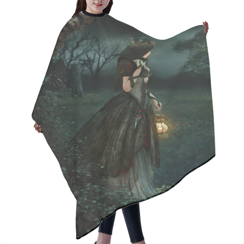 Personality  3d Computer Graphics Of A Woman With A Gothic Fantasy Gown And A Lantern In Her Hand Hair Cutting Cape