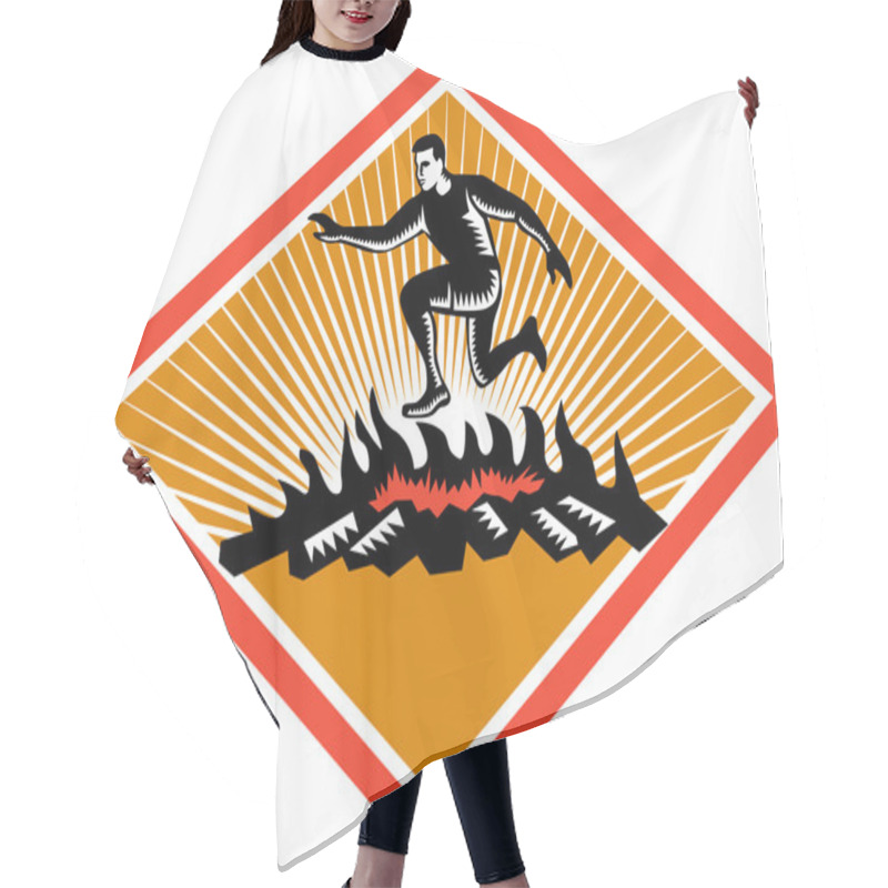 Personality  Obstacle Racing Jumping Fire Woodcut Hair Cutting Cape