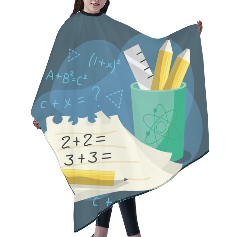 Personality  Cartoon Math Class Concept Background Vector Illustration Hair Cutting Cape