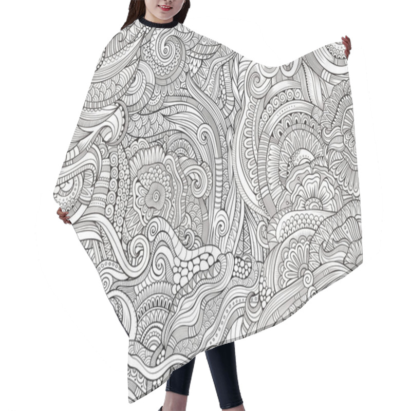 Personality  Abstract Sketchy Doodles Hand Drawn Ethnic Pattern Hair Cutting Cape