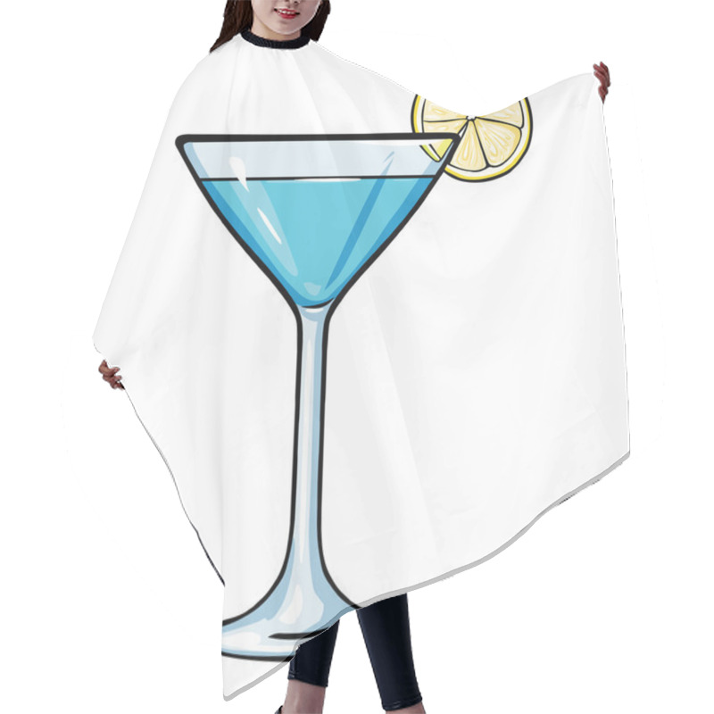 Personality  Cartoon Blue Cocktail With Lime Hair Cutting Cape