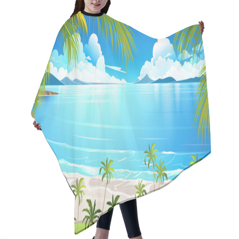 Personality  Tropical Island. Vector Hair Cutting Cape