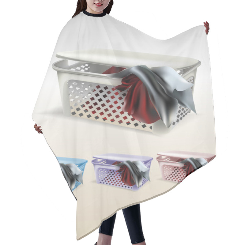 Personality  Vector Basket With Clothes Hair Cutting Cape