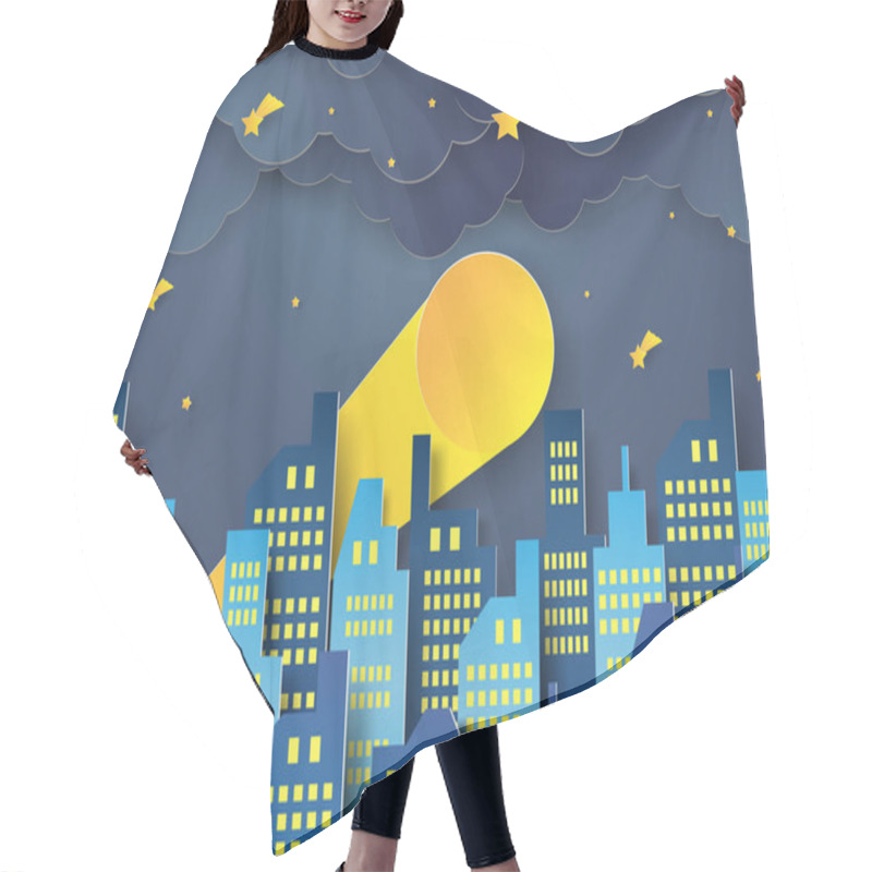 Personality  Night Cityscape , Paper Art Style Hair Cutting Cape