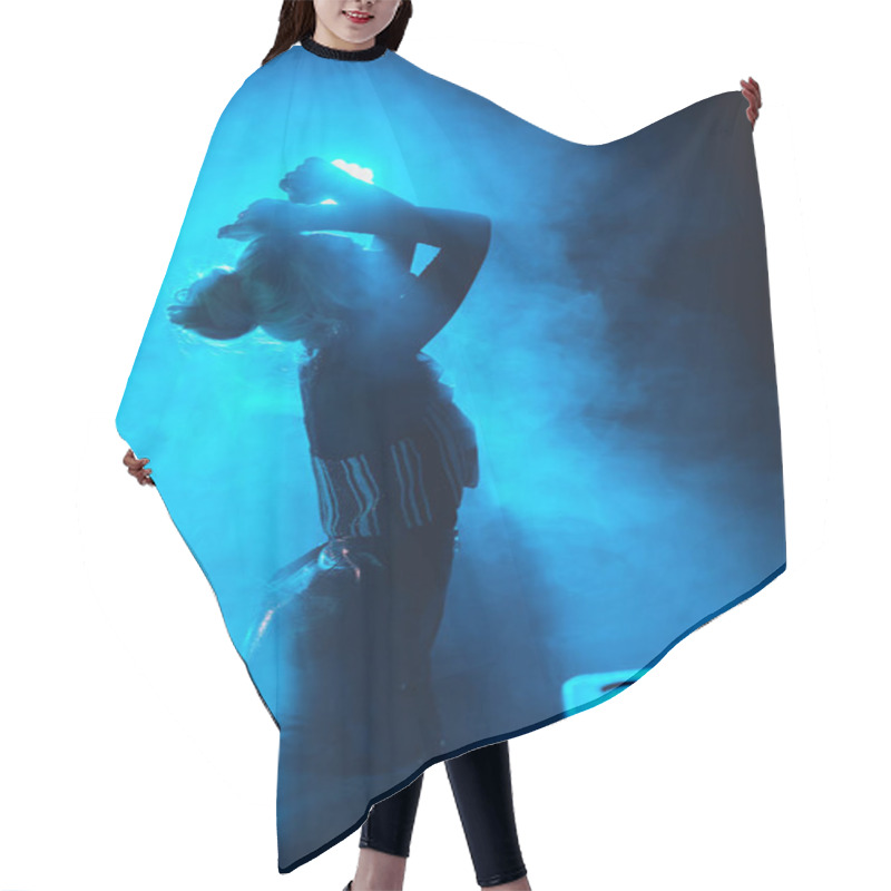 Personality  Silhouette Of Dj Woman Standing In Nightclub With Smoke   Hair Cutting Cape