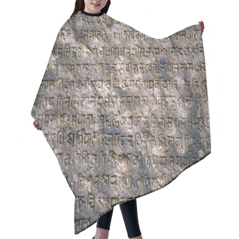 Personality  Background With Ancient Sanskrit Text Etched Into A Stone Tablet Hair Cutting Cape