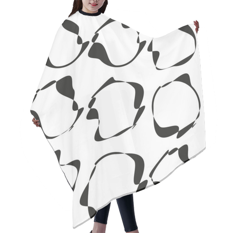 Personality  Abstract Swirl Shapes. Black Circular Elements. Fluid Organic Forms. Vector Graphic. EPS 10. Hair Cutting Cape