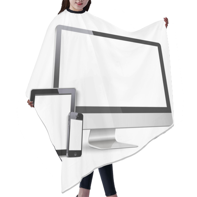 Personality  Vector Set Of Modern Digital Devices Hair Cutting Cape