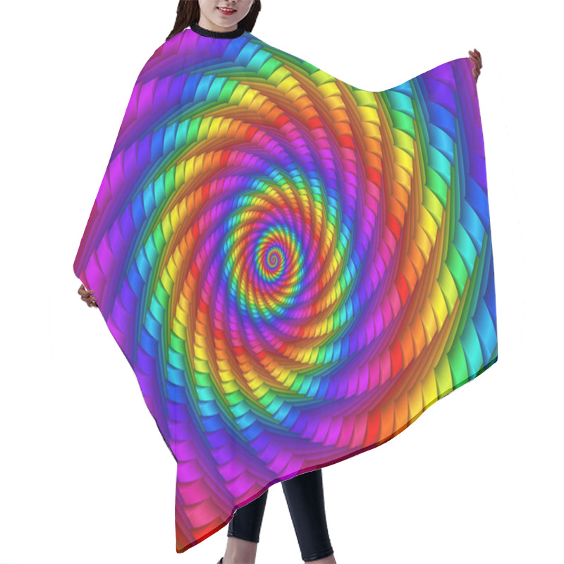 Personality  Psychedelic Rainbow Spiral Texture Background Hair Cutting Cape