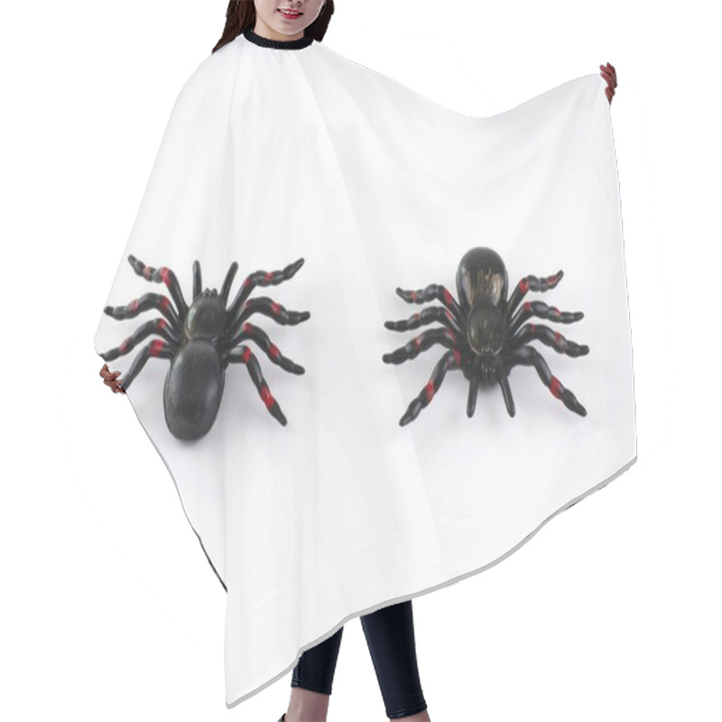 Personality  Toy Spider For Halloween Decoration Isolated On White Background Hair Cutting Cape