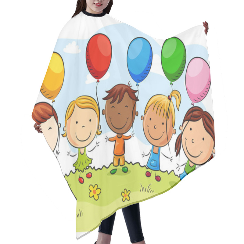 Personality  Happy Kid Cartoon Isolated On White Background Hair Cutting Cape