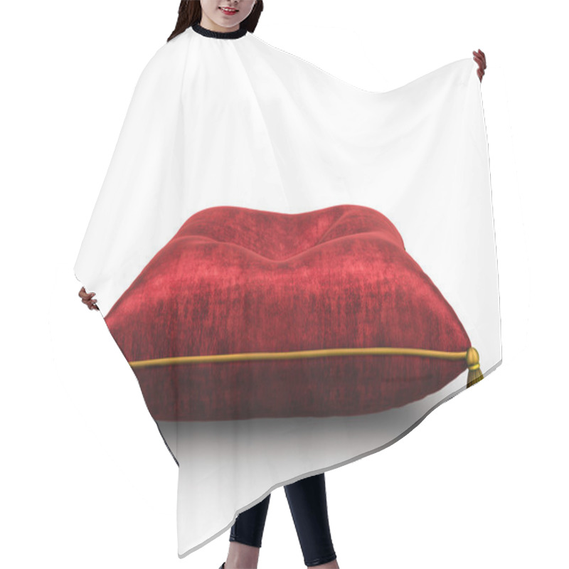 Personality  Royal Red Velvet Pillow On White Background Hair Cutting Cape