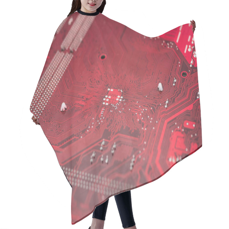 Personality  Standard Motherboard With Electrolytic Capacitors And Elements Hair Cutting Cape