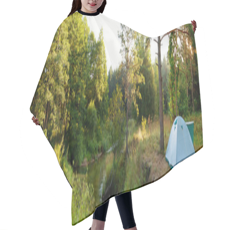 Personality  Camping Tent By River In Forest Hair Cutting Cape