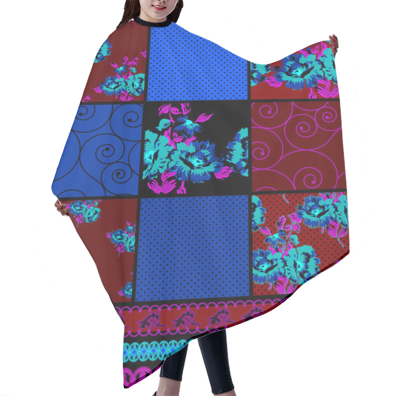 Personality  Country Style Floral Patchwork Seamless Patterns And Trims. Hair Cutting Cape