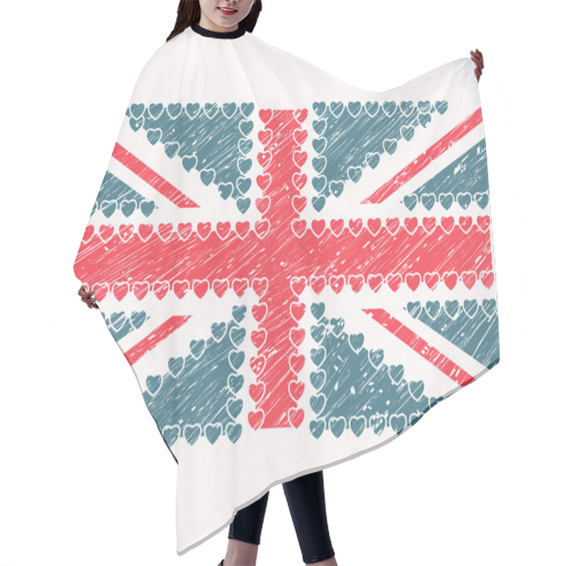 Personality  Union Jack Hearts Grunge Flag Hair Cutting Cape