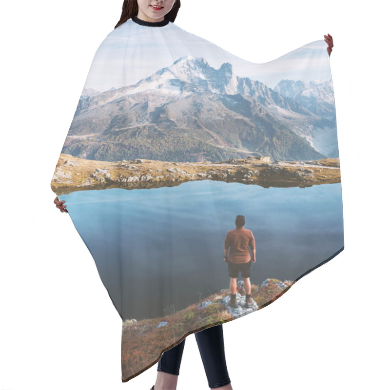 Personality  Amazing View On Monte Bianco Mountains Range With Tourist On A Foreground Hair Cutting Cape