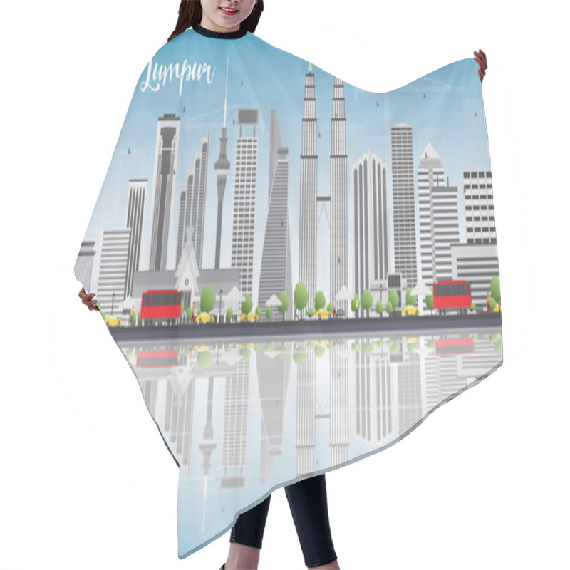 Personality  Kuala Lumpur Skyline With Gray Buildings And Reflections Hair Cutting Cape