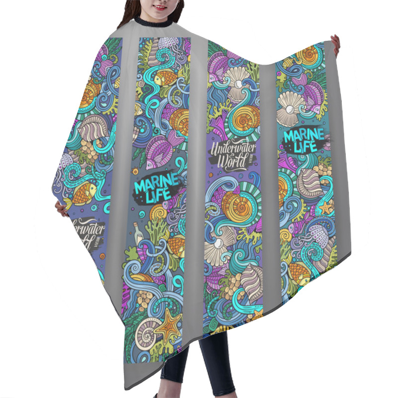 Personality  Cartoon Vector Hand-drawn Underwater Life Banners Hair Cutting Cape