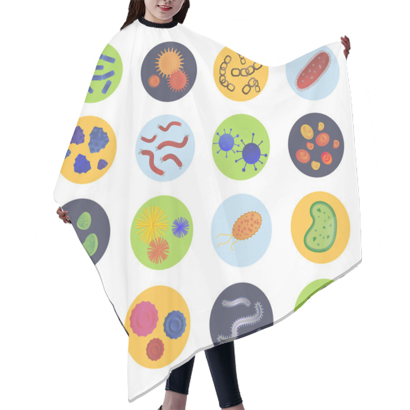 Personality  Bacteria Virus Vector Icons Set Hair Cutting Cape