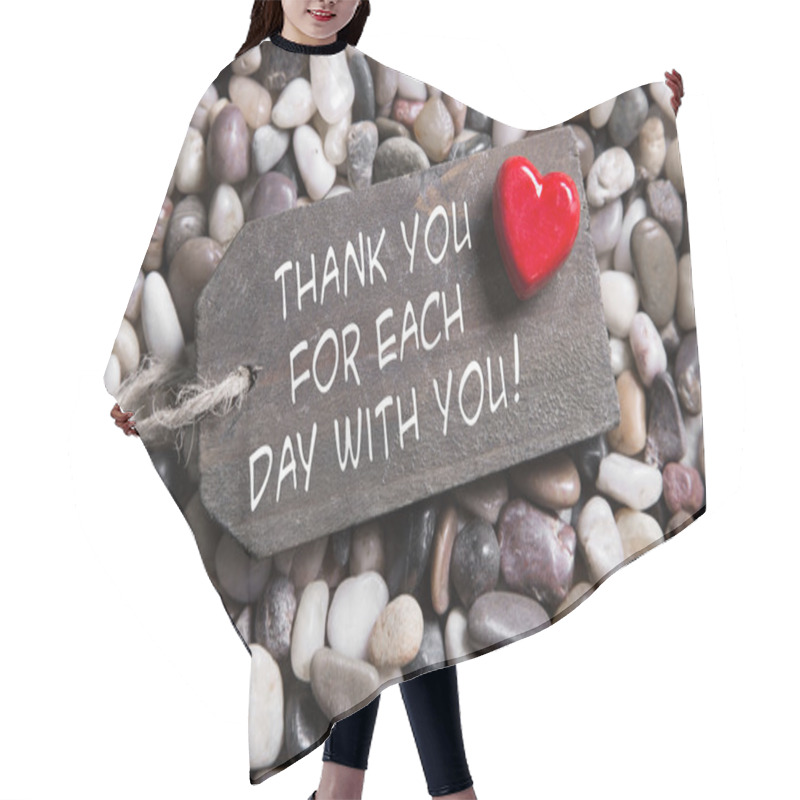 Personality  Thank You Greeting Card With A Red Heart And Text On Wooden Back Hair Cutting Cape