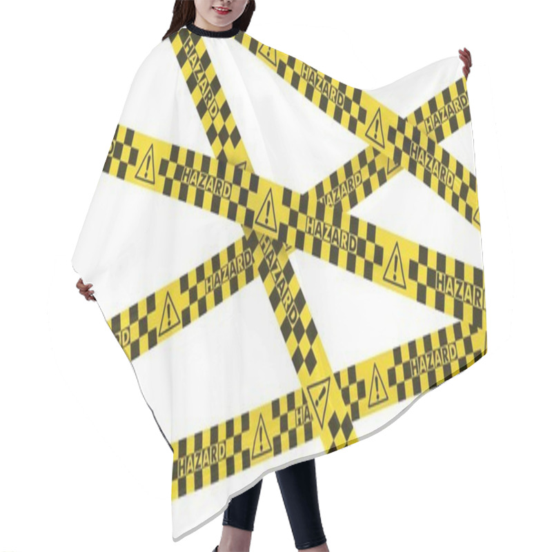 Personality  Hazard Symbol Exclamation Mark Checkered Barrier Tape Hair Cutting Cape