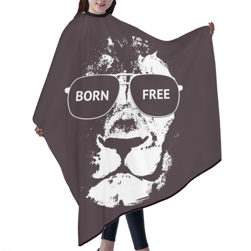 Personality  Lion Head. Vector Background. Poster Hair Cutting Cape