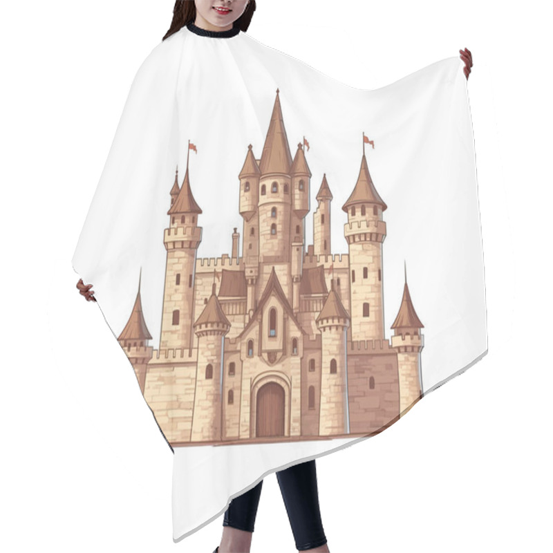 Personality  Old Castle. Vector Illustration Design. Hair Cutting Cape