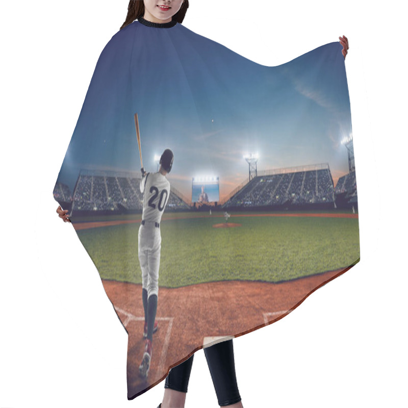 Personality  Baseball Player At Professional Baseball Stadium In Evening Duri Hair Cutting Cape