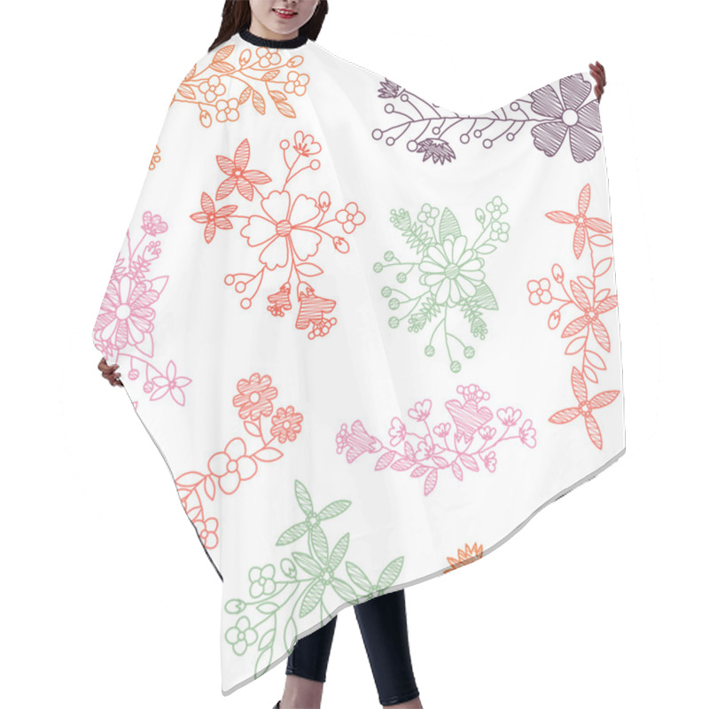 Personality  Vector Collection Of Hand Drawn Flowers Hair Cutting Cape