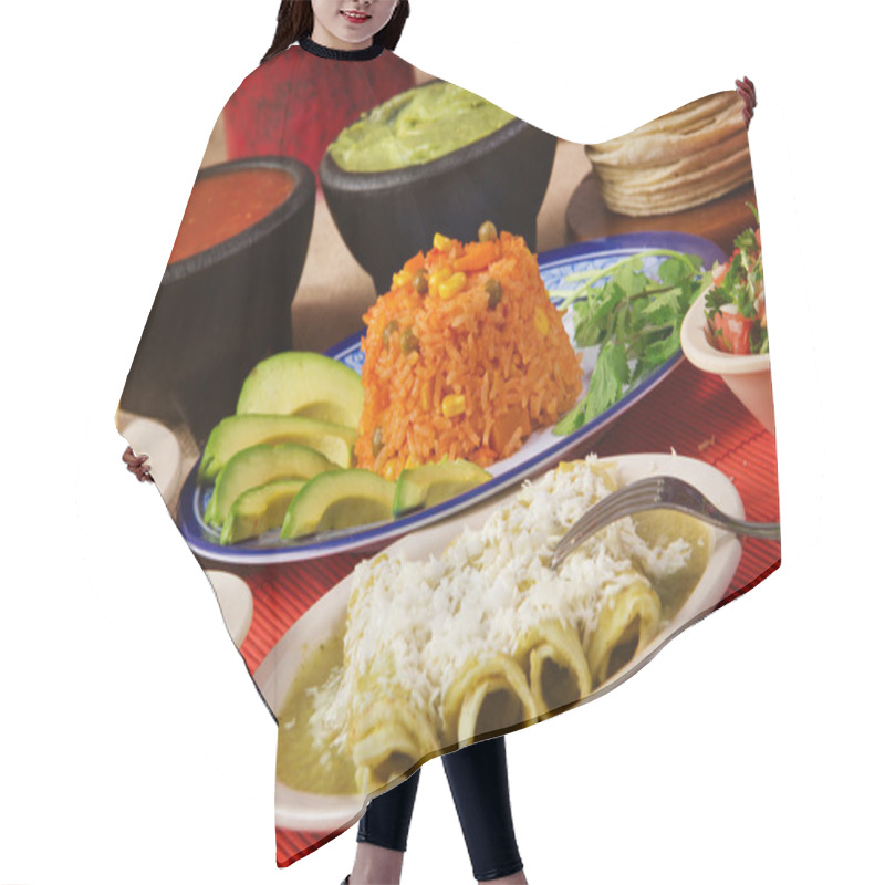 Personality  Traditional Mexican Green Enchilada Dinner Hair Cutting Cape