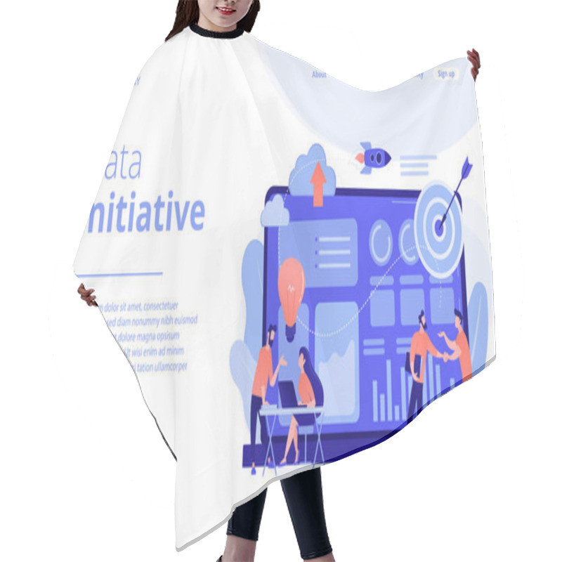 Personality  Data Initiative Concept Landing Page. Hair Cutting Cape