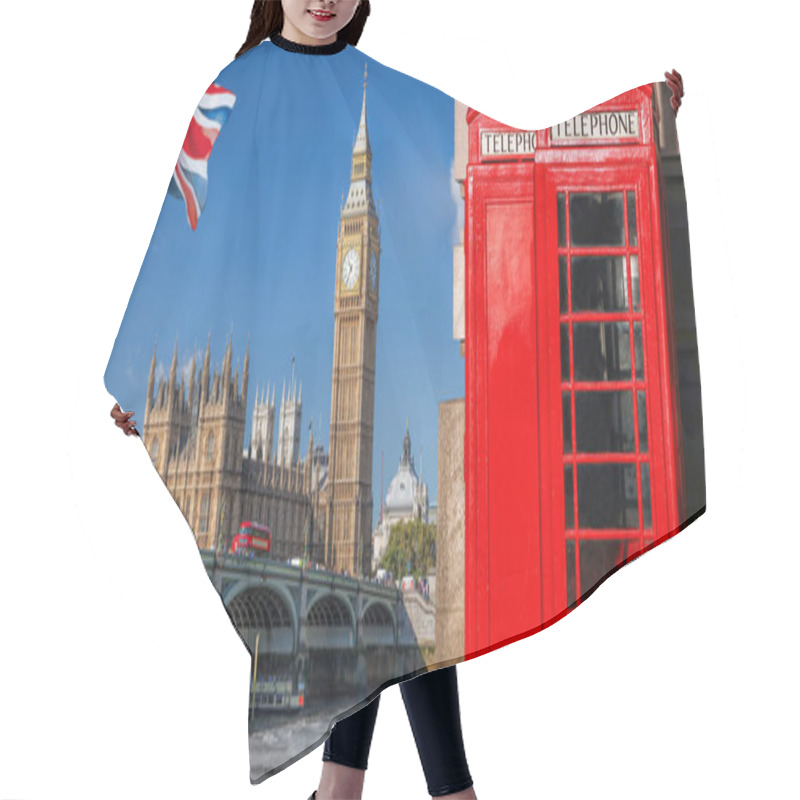 Personality  London Symbols With BIG BEN, DOUBLE DECKER BUSES And Red Phone B Hair Cutting Cape