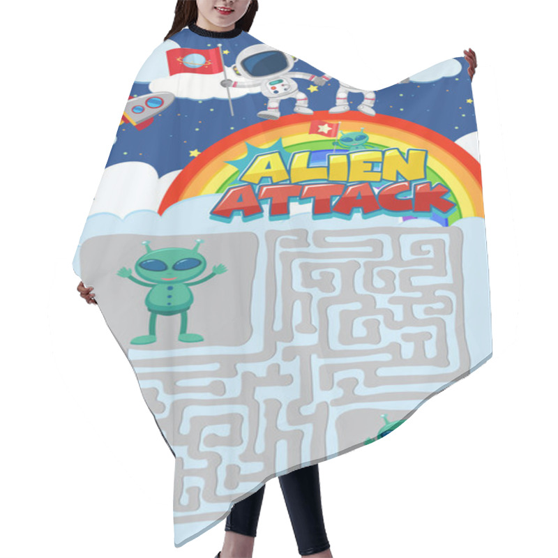 Personality  Game Template With Astronauts And Aliens In Background Illustration Hair Cutting Cape