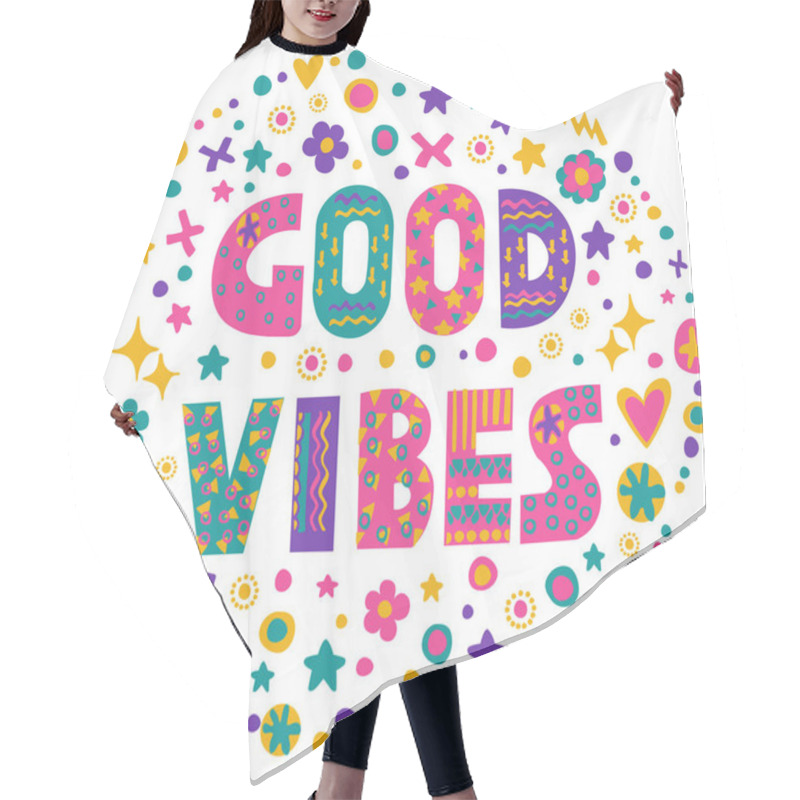 Personality  Word Art Good Vibes Hair Cutting Cape