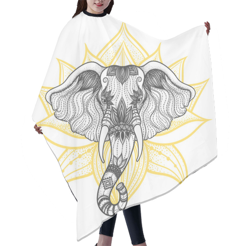 Personality  Head Of A Elephant Boho Design Vector. Indian God Ganesha. Hair Cutting Cape