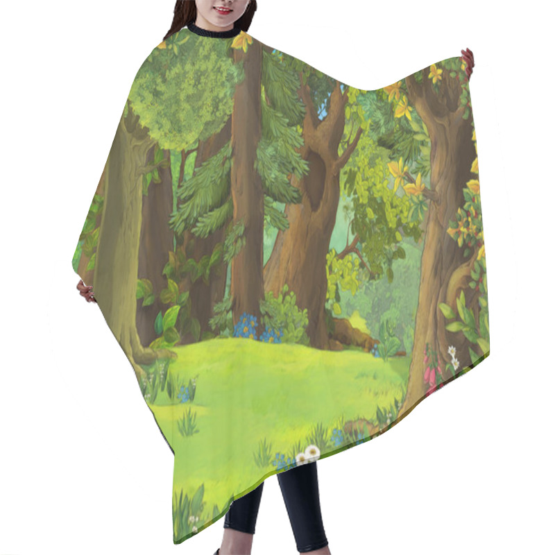 Personality  Cartoon Summer Scene With Meadow In The Forest Illustration For Children Hair Cutting Cape