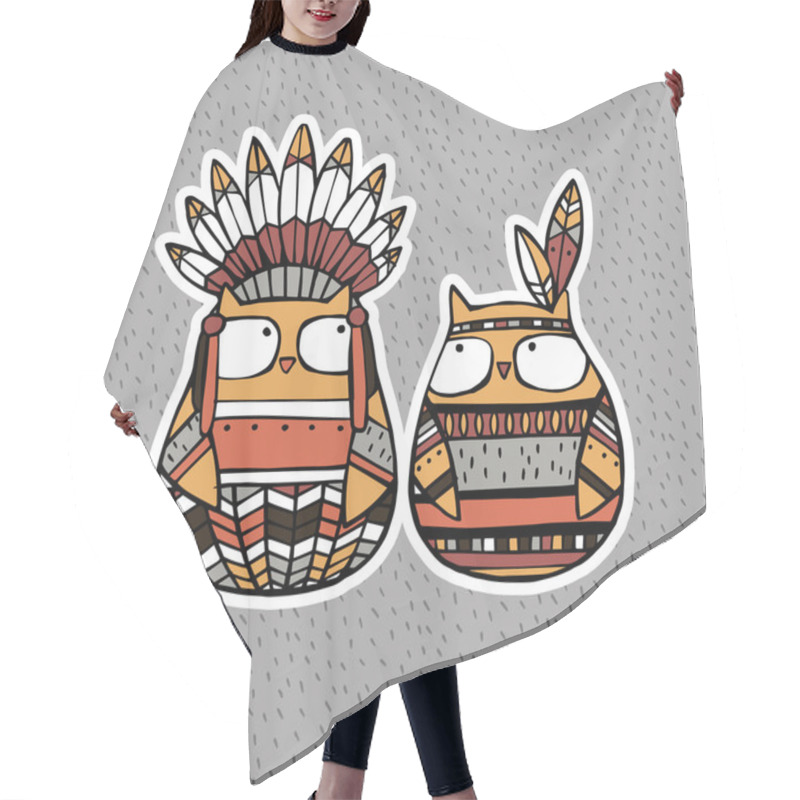 Personality  Funny Animals: American Indian Owls Hair Cutting Cape