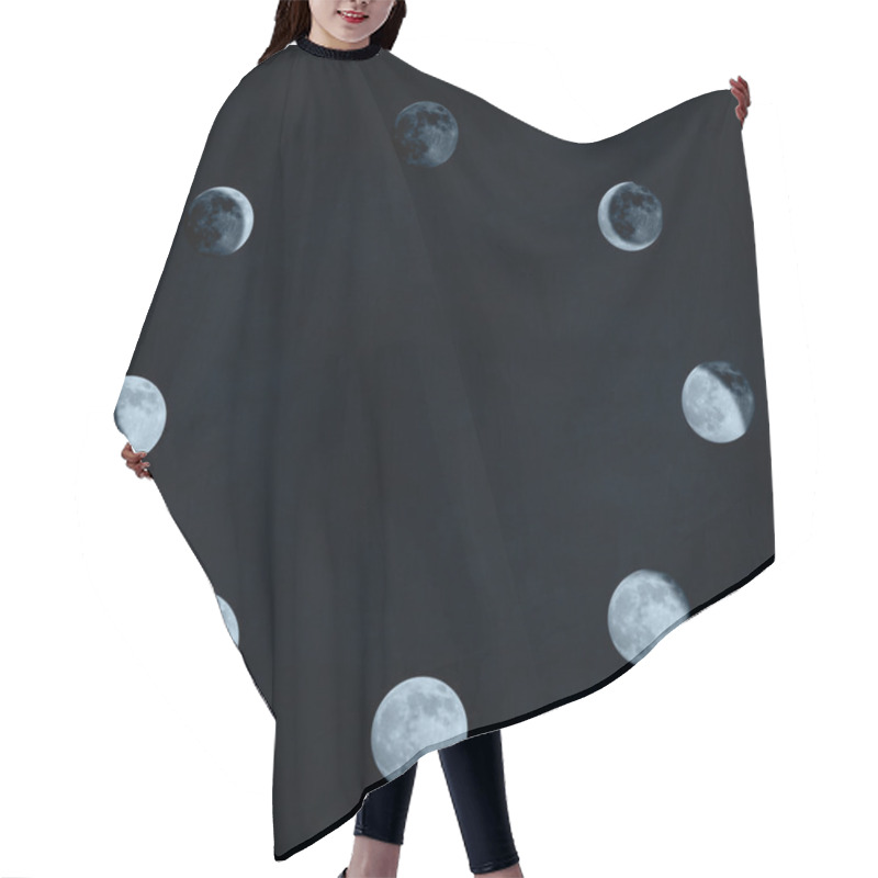 Personality  Moon Phases Collage Arranged In A Circle Hair Cutting Cape