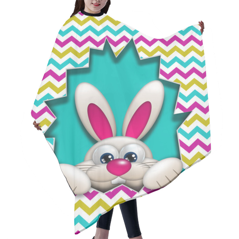 Personality  Easter Bunny Hidden In Zigzag Egg Hollow  Hair Cutting Cape