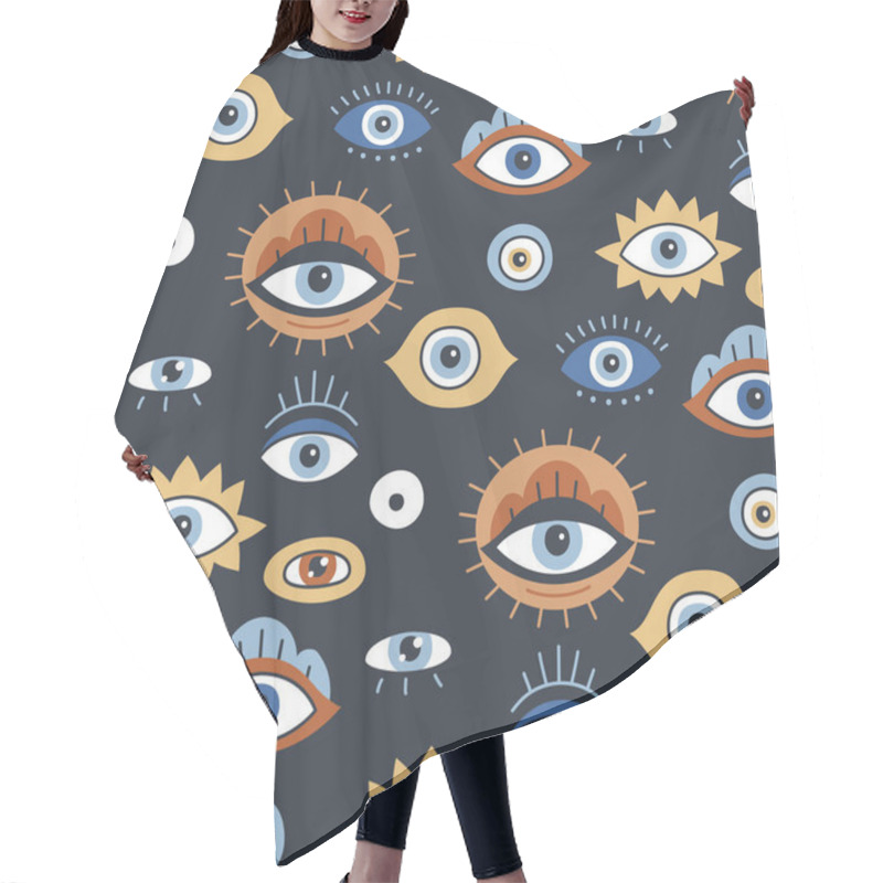 Personality  Background With Evil, Turkish, Esoteric Eye Different Shapes. Hair Cutting Cape