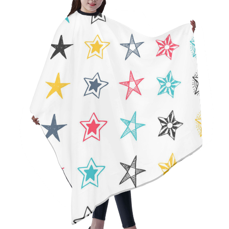 Personality  Seamless Doodle Hand Drawn Stars Hair Cutting Cape