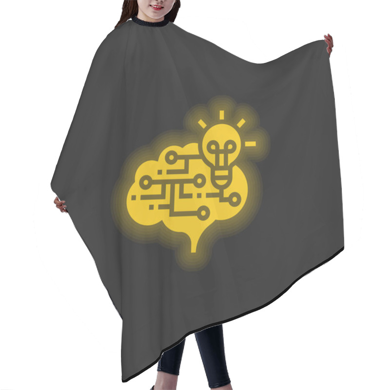 Personality  Brain Yellow Glowing Neon Icon Hair Cutting Cape