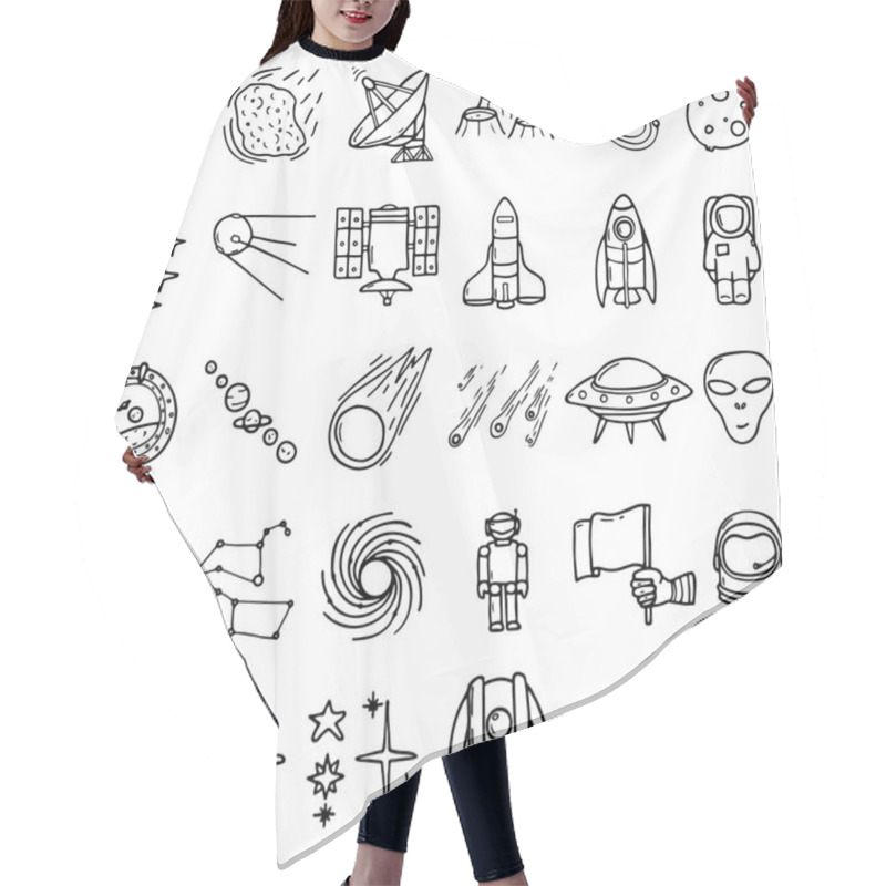 Personality  Space Icons Set Hair Cutting Cape