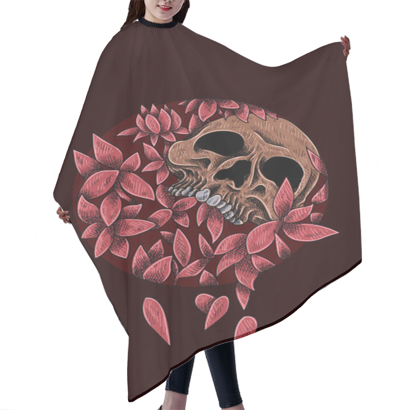 Personality  Skull With Flowers Vector Illustration Hair Cutting Cape