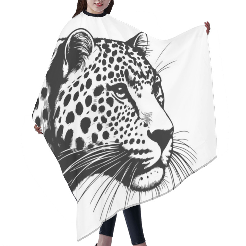 Personality  Leopard Hand Drawn Illustration Vector Graphic Hair Cutting Cape