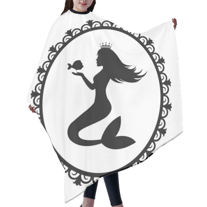 Personality  Mermaid And Fish In A Black Frame Hair Cutting Cape