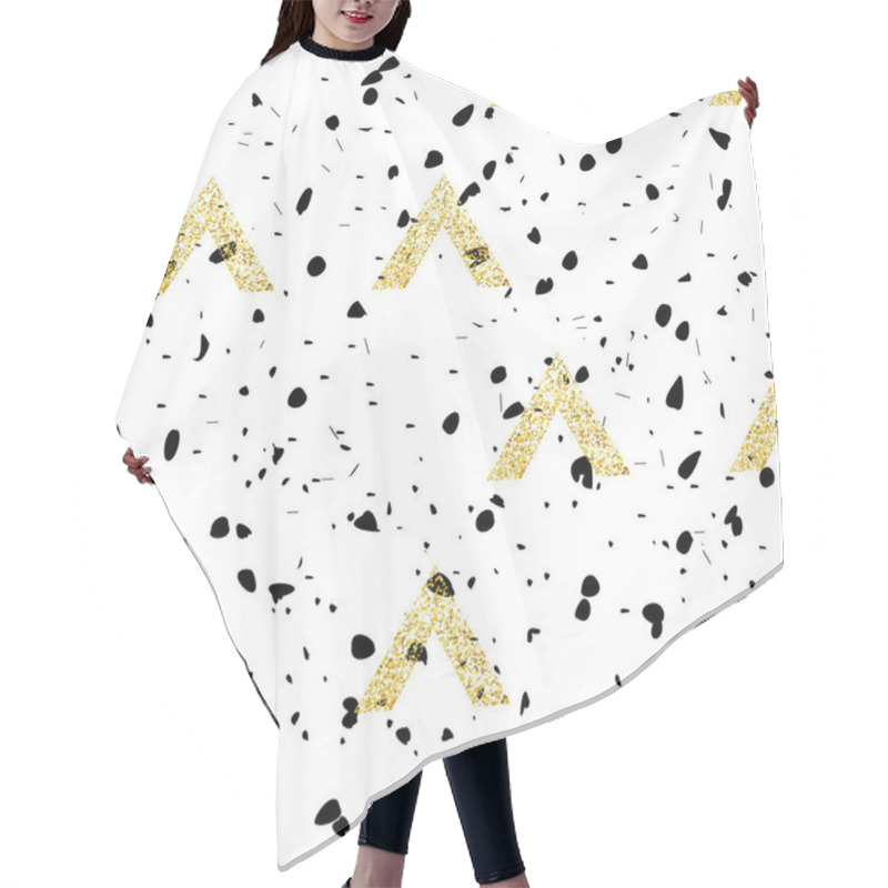 Personality  Gold Geometric Triangles With Black Dots  Hair Cutting Cape