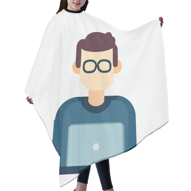 Personality  Vector Of A Male IT Specialist, Professional IT Specialist Illustration For Technology Themes, Programmer,Web Designer,Creative Web Designer Hair Cutting Cape